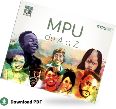 Capa da publicação MPU de A a Z com ilustração de 8 pessoas em estilo aquarela